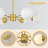 Gleaming Gold Sputnik Chandelier: Modern Globe Lights! Illuminate your Home with the Stunning Gold Chandelier, a Modern Masterpiece Featuring Six Frosted Globes - Estalios