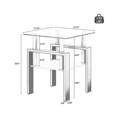 Stunning Glass-Topped End Table Duo for Modern Elegance - Estalios