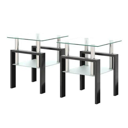 Stunning Glass-Topped End Table Duo for Modern Elegance - Estalios