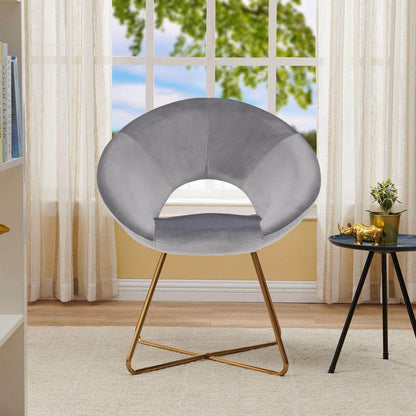 Modern Velvet Accent Chair with Gold Frame - Comfy Lounge Seat - Estalios