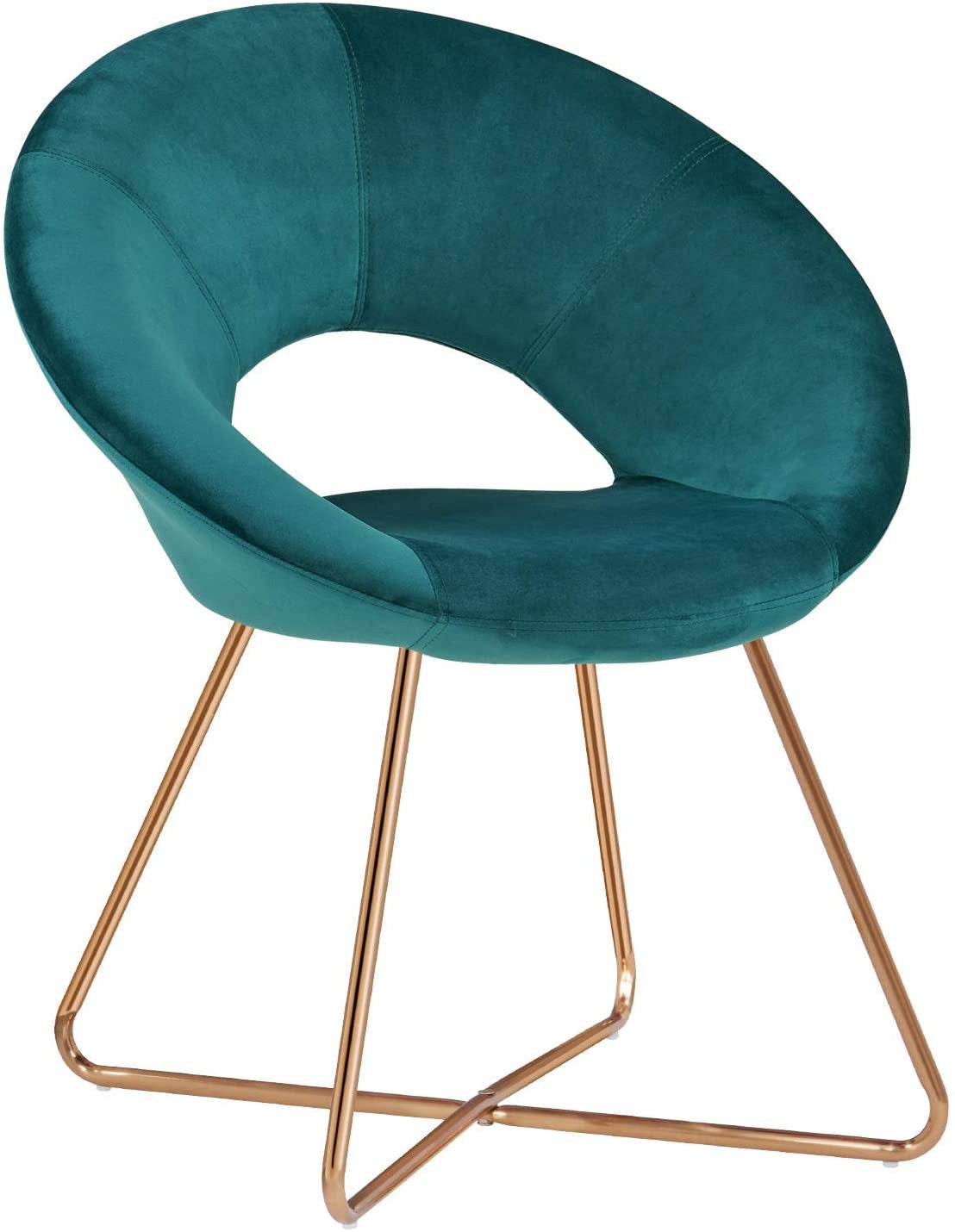 Modern Velvet Accent Chair with Gold Frame - Comfy Lounge Seat - Estalios