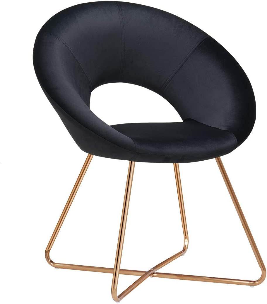 Modern Velvet Accent Chair with Gold Frame - Comfy Lounge Seat - Estalios