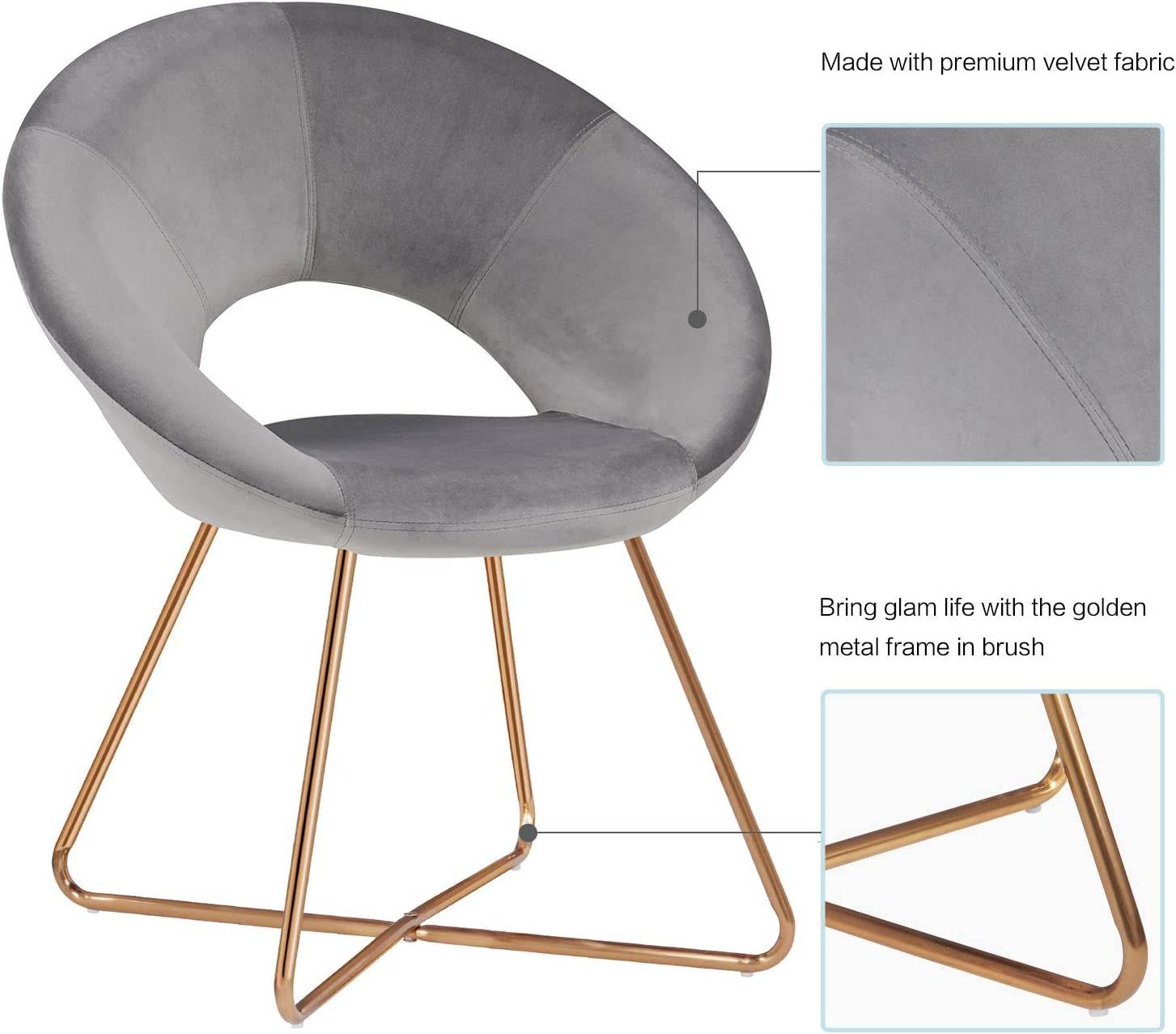 Modern Velvet Accent Chair with Gold Frame - Comfy Lounge Seat - Estalios
