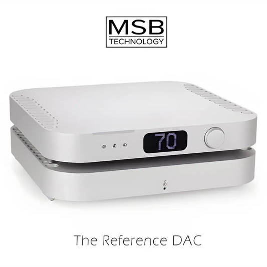 Silver two-tiered audio component of Modular R2R Reference DAC with discrete power supply