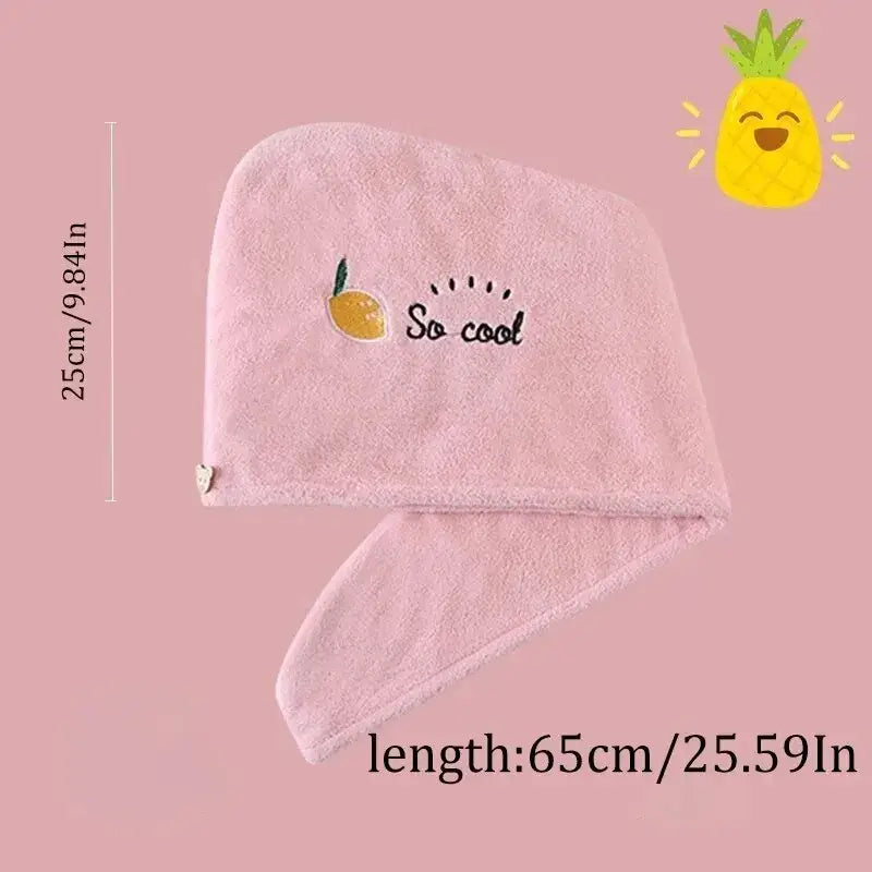 Pink Moon & Star Hair Towel with lemon design for quick hair drying