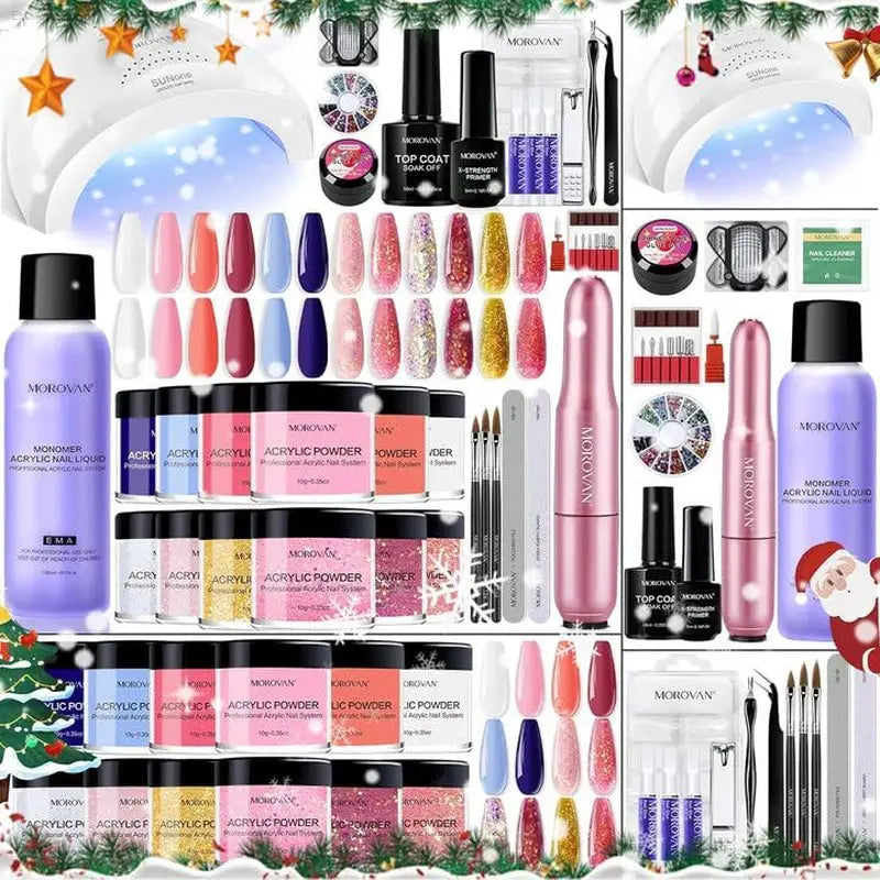 Morovan Professional Acrylic Nail Kit with Complete DIY Glitter Extensions for Beginners and Nail Enthusiasts