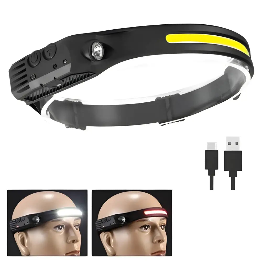 Rechargeable LED Sensor Headlamp perfect for camping adventures and hands-free lighting