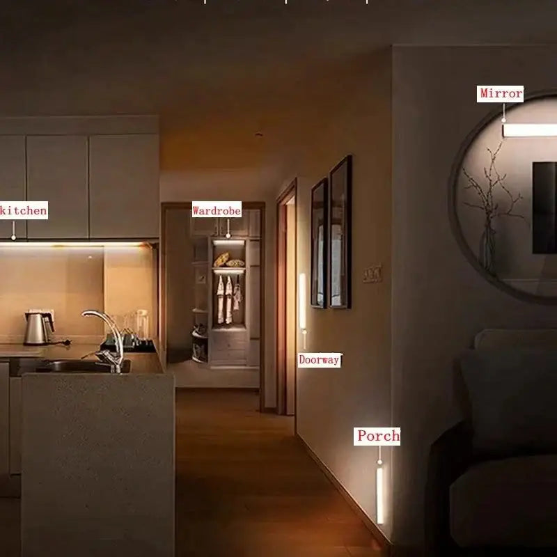 Cozy modern interior with warm lighting highlighting Motion Light Deals offers