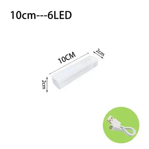 White LED light bar with charging cable for Motion Sensor LED Light Bar in low light