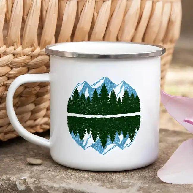 Adventure Awaits Enamel Mug for Outdoor Enthusiasts - Estalios