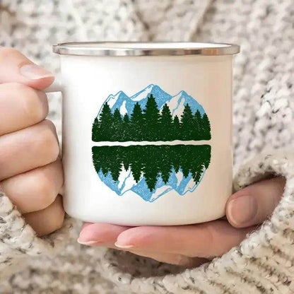 Adventure Awaits Enamel Mug for Outdoor Enthusiasts - Estalios