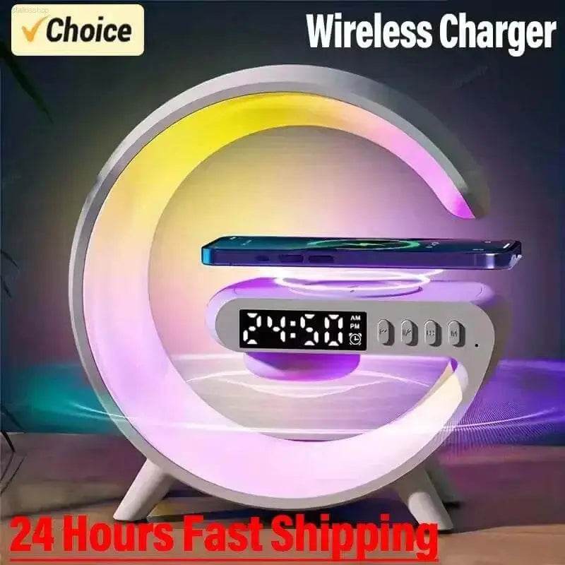 Multifunction 4 In 1 Wireless Charger Pad Stand Speaker RGB Night Light - Estalios