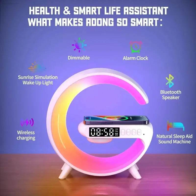Multifunction 4 In 1 Wireless Charger Pad Stand Speaker RGB Night Light - Estalios