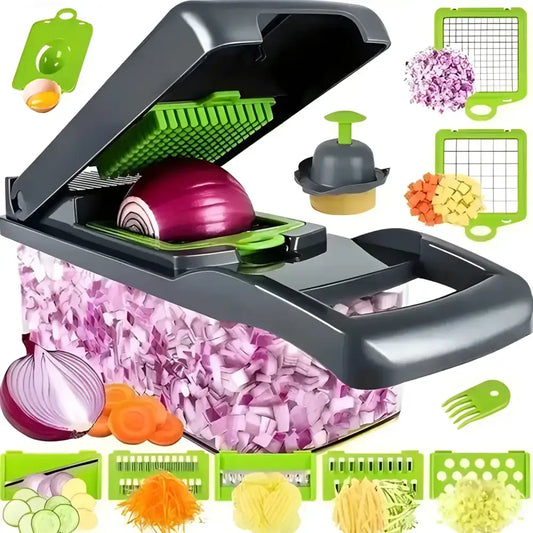 Multifunctional Vegetable Chopper with interchangeable blades for easy food prep