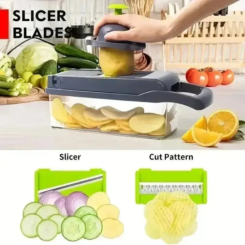 Multifunctional Vegetable Chopper with interchangeable blades for easy food prep