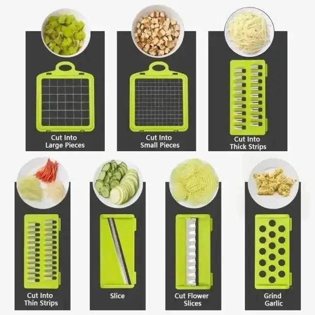 Multifunctional Vegetable Chopper with Interchangeable Blades for Effortless Meal Prep - Estalios