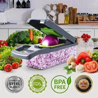 Multifunctional Vegetable Chopper with Interchangeable Blades for Effortless Meal Prep - Estalios