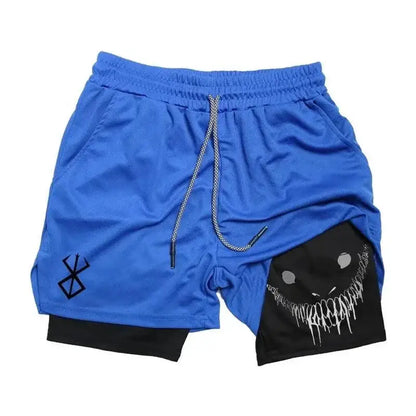 Blue athletic shorts featuring a graphic, perfect for N-Style summer trend shorts wear casual