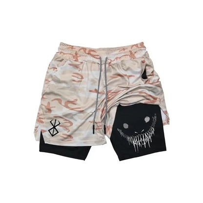 Camo athletic shorts in army green for trendy N-Style summer casual wear