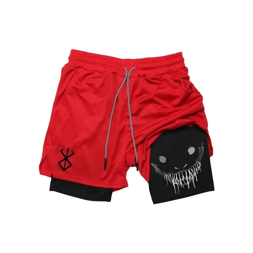 Red and black athletic shorts perfect for n-style summer trend and casual shorts wear