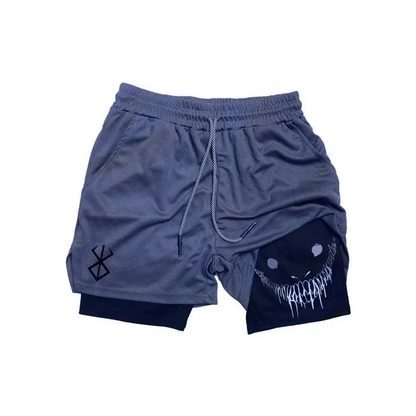 Gray athletic shorts with drawstring and graphic print for N-Style Summer trend