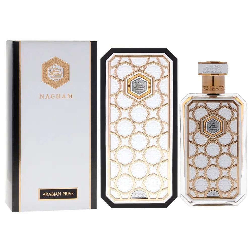 Nagham Arabian Prive: Unleash Exotic Luxury! Introducing the Nagham Arabian Prive Perfume Bottle and Packaging, an Exquisite Set Designed to Elevate your Fragrance - Estalios