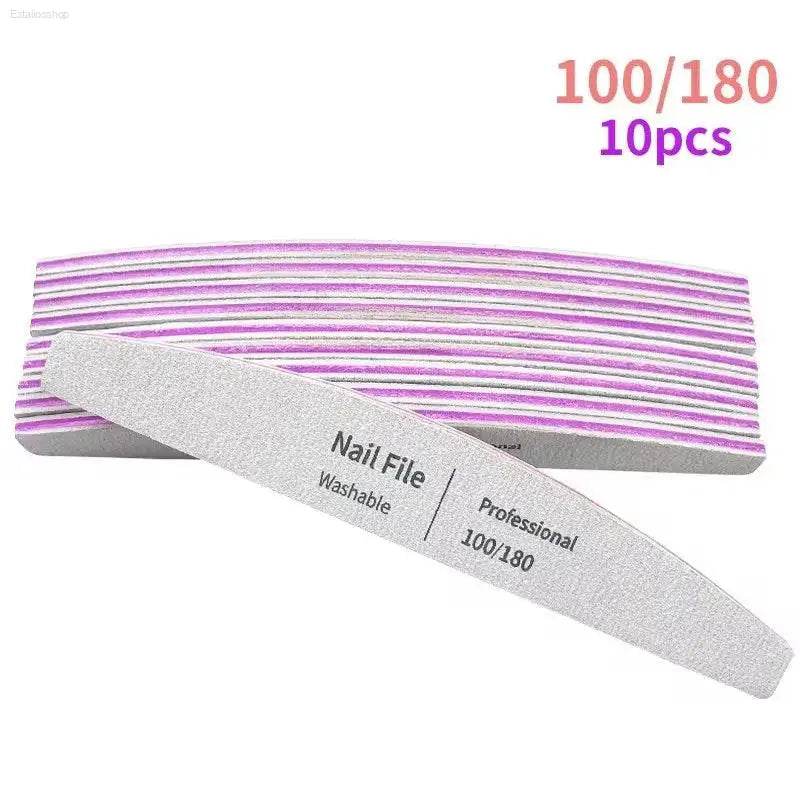 Nail File Set 100 to 180 Emery Buffers for Perfect Manicure - Estalios