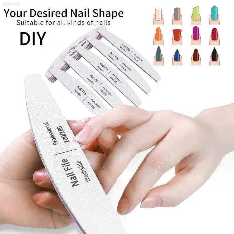 Nail File Set 100 to 180 Emery Buffers for Perfect Manicure - Estalios