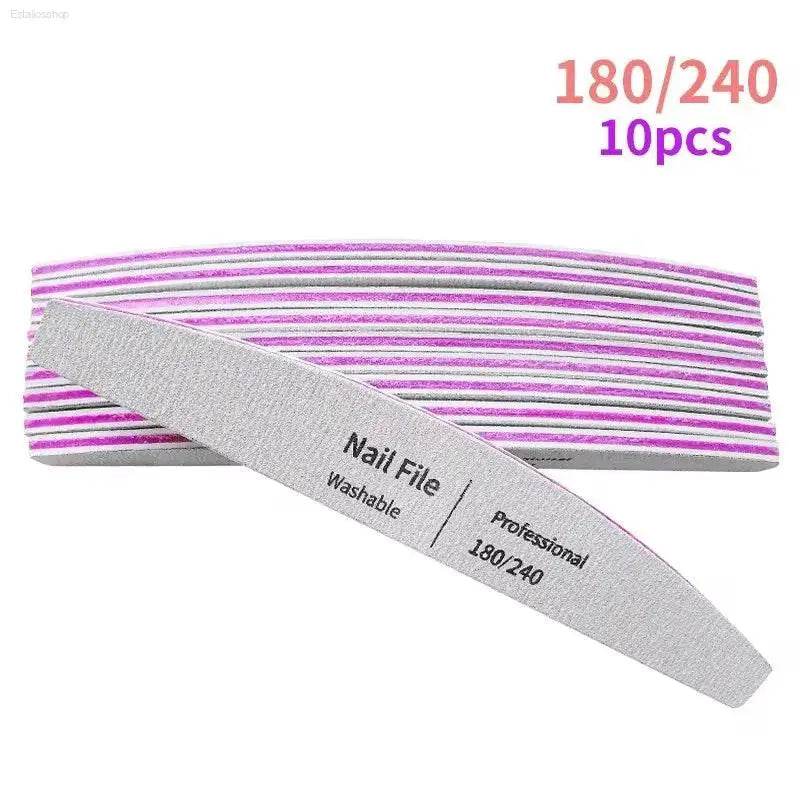 Nail File Set 100 to 180 Emery Buffers for Perfect Manicure - Estalios