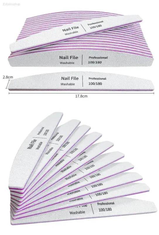 Nail File Set 100 to 180 Emery Buffers for Perfect Manicure - Estalios