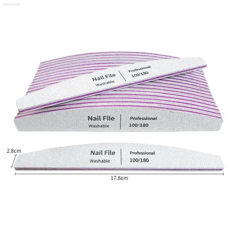 Nail File Set 100 to 180 Emery Buffers for Perfect Manicure - Estalios