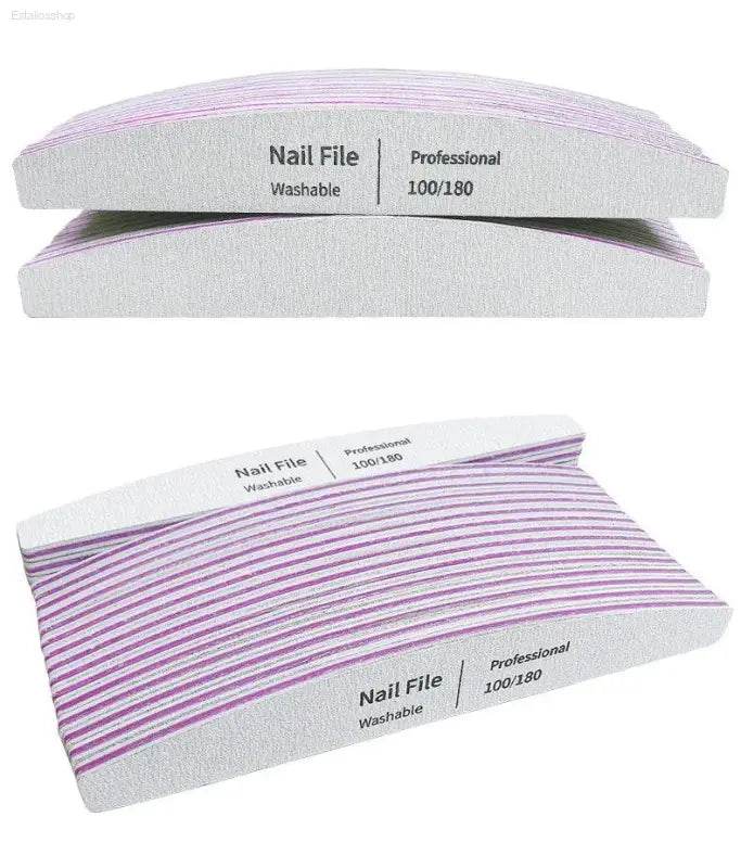 Nail File Set 100 to 180 Emery Buffers for Perfect Manicure - Estalios