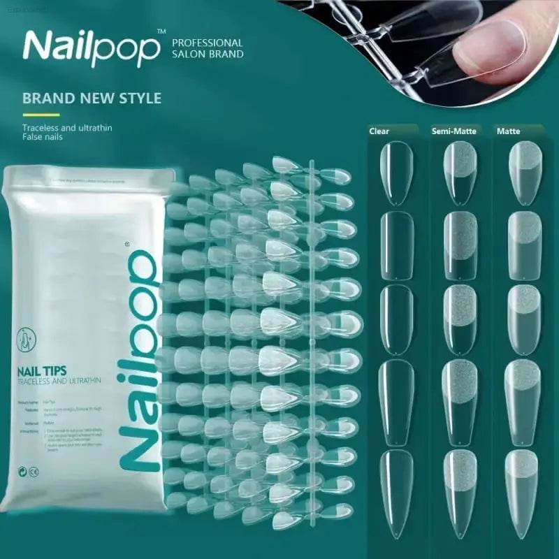 NAILPOP 120Pcs Fake Nails Full Cover Press on Nails Coffin Soft Gel American Pose Capsule False Nail Tips for Extension System - Estalios