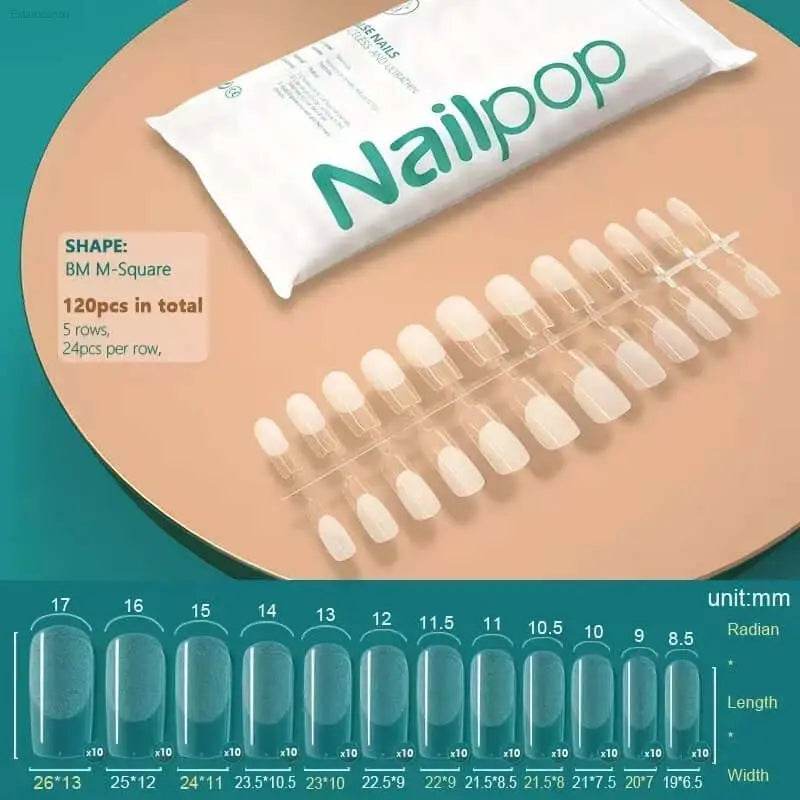 NAILPOP 120Pcs Fake Nails Full Cover Press on Nails Coffin Soft Gel American Pose Capsule False Nail Tips for Extension System - Estalios