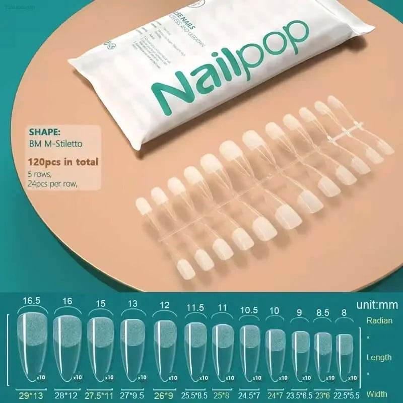 NAILPOP 120Pcs Fake Nails Full Cover Press on Nails Coffin Soft Gel American Pose Capsule False Nail Tips for Extension System - Estalios