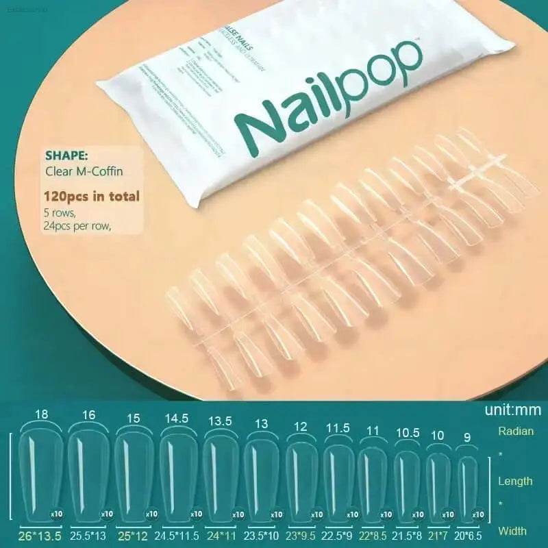 NAILPOP 120Pcs Fake Nails Full Cover Press on Nails Coffin Soft Gel American Pose Capsule False Nail Tips for Extension System - Estalios