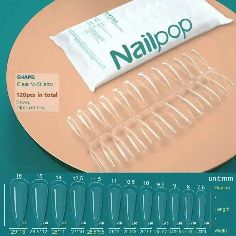 NAILPOP 120Pcs Fake Nails Full Cover Press on Nails Coffin Soft Gel American Pose Capsule False Nail Tips for Extension System - Estalios