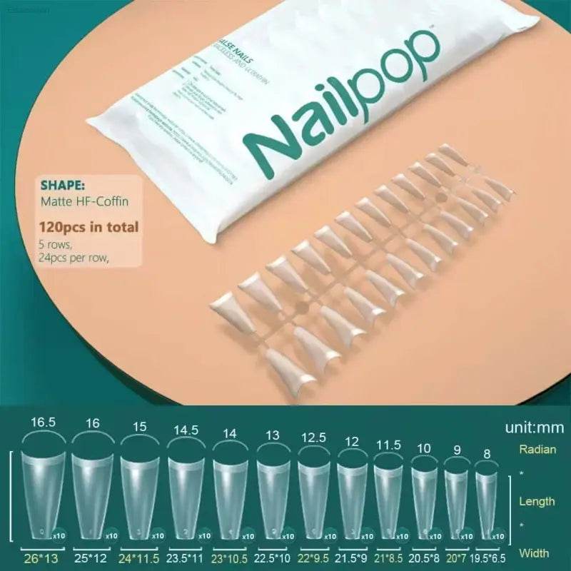 NAILPOP 120Pcs Fake Nails Full Cover Press on Nails Coffin Soft Gel American Pose Capsule False Nail Tips for Extension System - Estalios