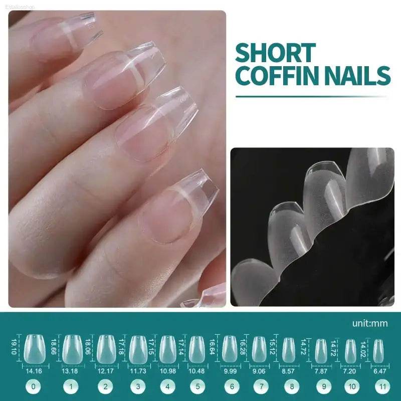 NAILPOP 120Pcs Fake Nails Full Cover Press on Nails Coffin Soft Gel American Pose Capsule False Nail Tips for Extension System - Estalios