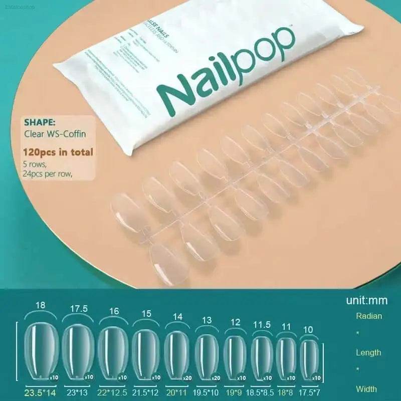 NAILPOP 120Pcs Fake Nails Full Cover Press on Nails Coffin Soft Gel American Pose Capsule False Nail Tips for Extension System - Estalios