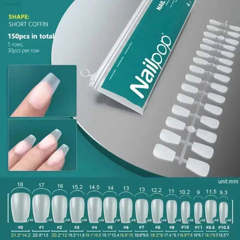 NAILPOP 120Pcs Fake Nails Full Cover Press on Nails Coffin Soft Gel American Pose Capsule False Nail Tips for Extension System - Estalios