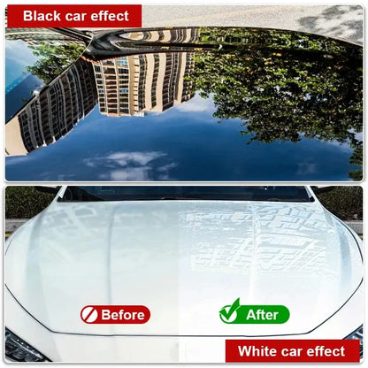 Car paint before-and-after comparison showing Nano Crystal Car Coating Shine results