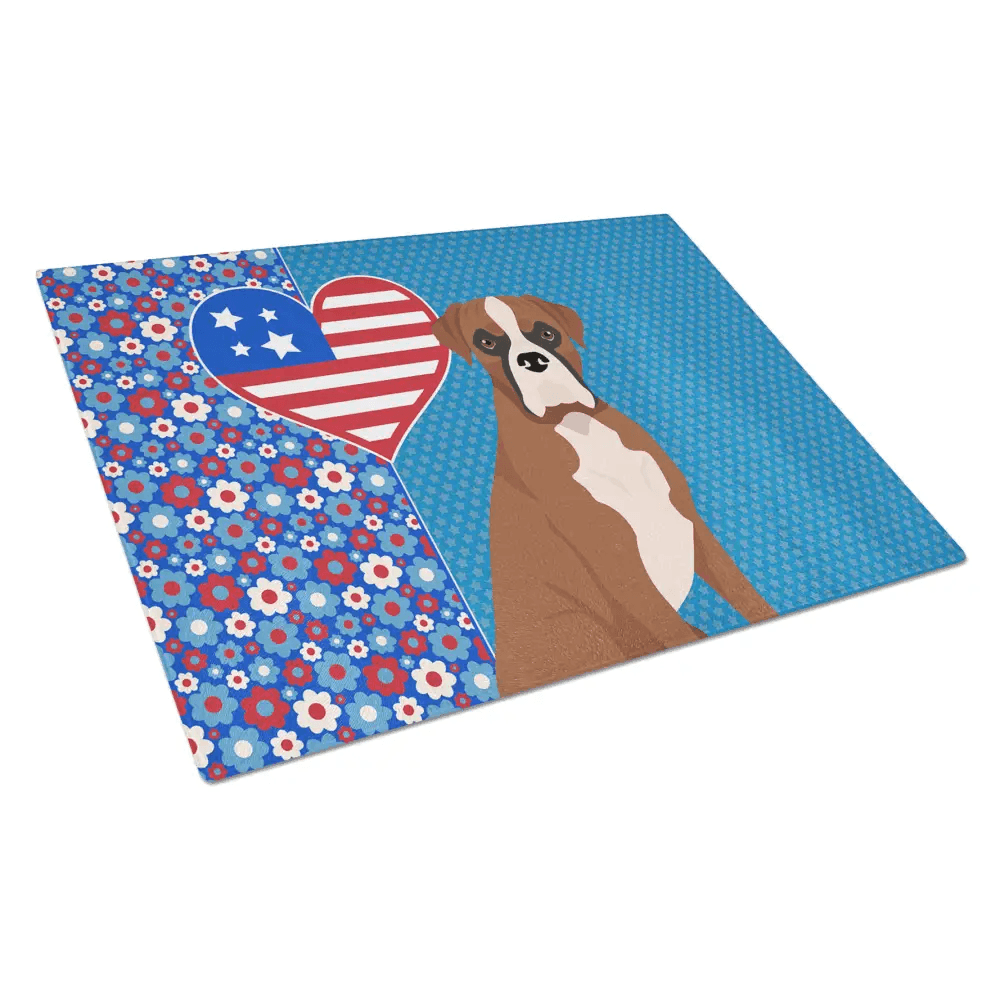 Natural Eared Red Fawn Boxer Glass Cutting Board - Estalios