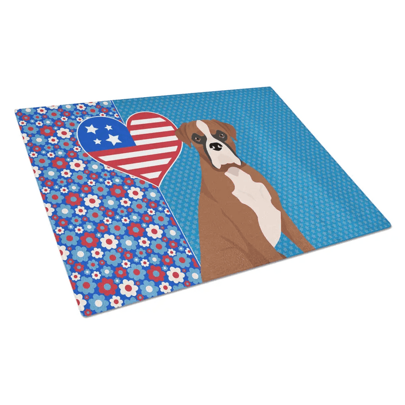 Natural Eared Red Fawn Boxer Glass Cutting Board - Estalios