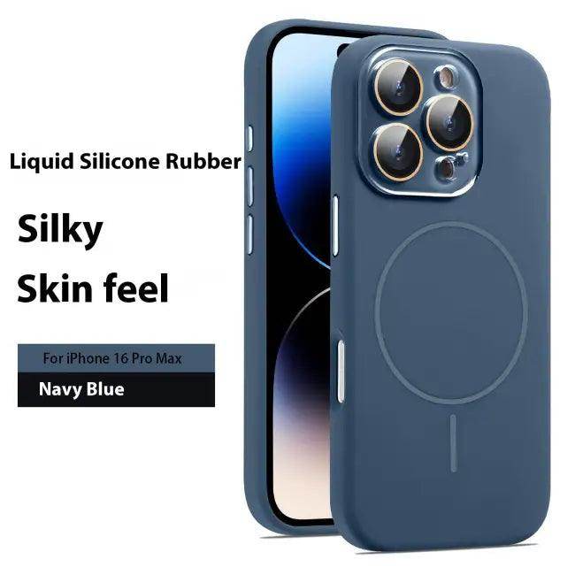 Navy Blue Liquid Silicone Magnetic Case for iPhone 16 Pro Max Protection - Estalios