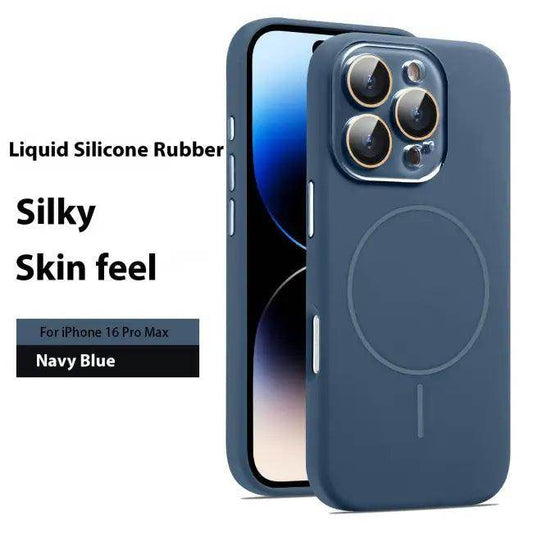 Navy Blue Liquid Silicone Magnetic Case for iPhone 16 Pro Max Protection - Estalios