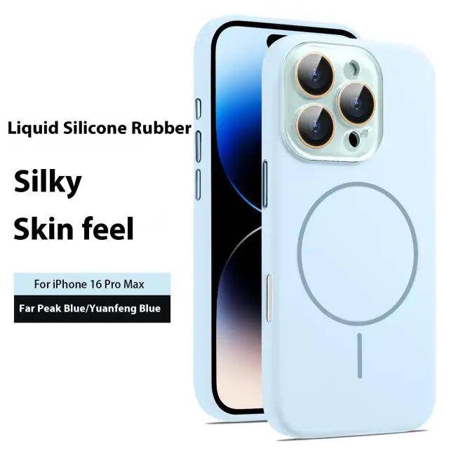 Navy Blue Liquid Silicone Magnetic Case for iPhone 16 Pro Max Protection - Estalios