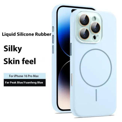 Navy Blue Liquid Silicone Magnetic Case for iPhone 16 Pro Max Protection - Estalios