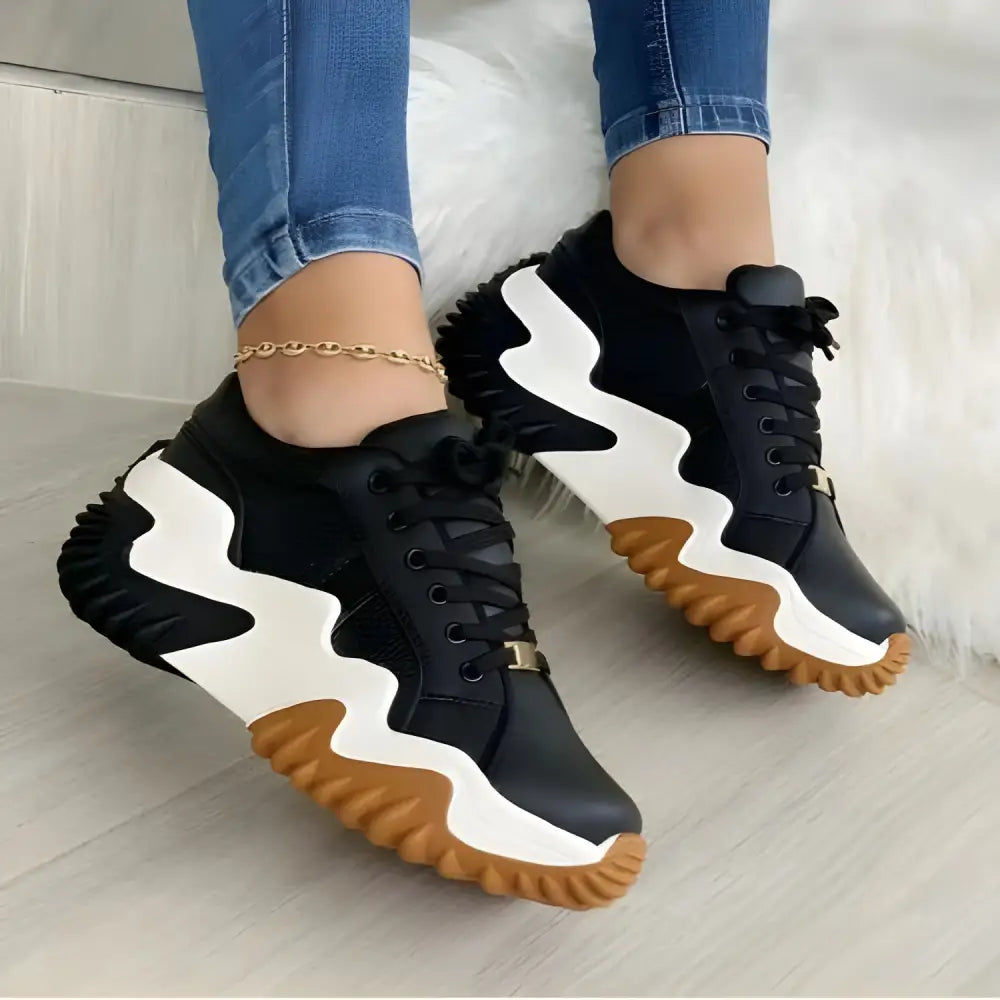 Stylish Navy Blue Platform Sneakers for Women, perfect breathable vulcanized women shoes casual