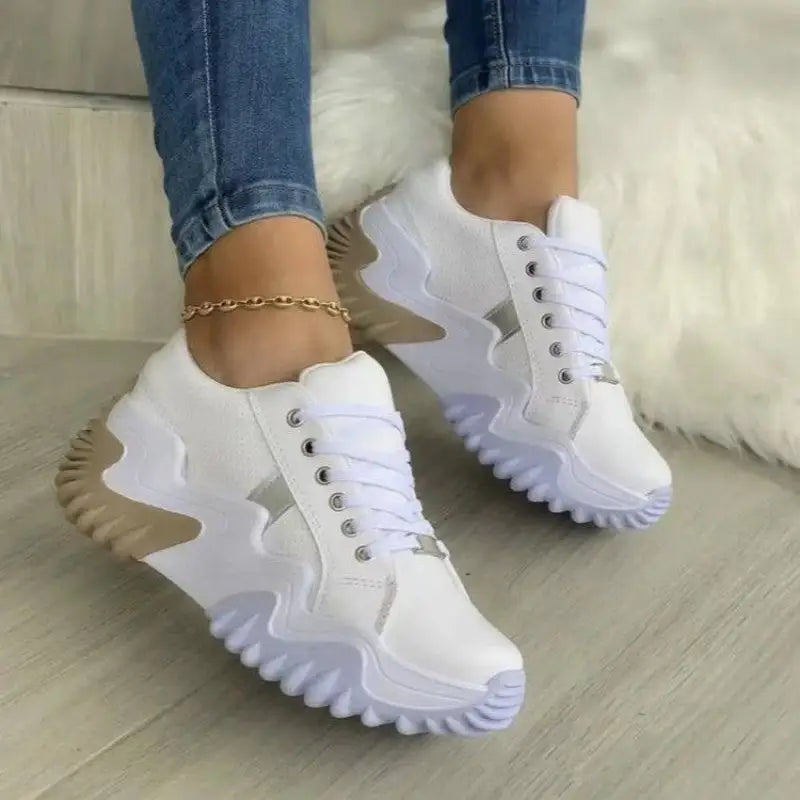 Stylish Navy Blue Platform Sneakers for Women, perfect breathable vulcanized women shoes casual